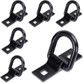 3/8" D Rings Tie Down Anchors, Heavy Duty Forged D Rings for Trailer, Truck, SUV, RV, Camper, Van, Car, Boats and Cargo Tie Downs, 5000 lbs Breaking Strength(Black) 6 Pack