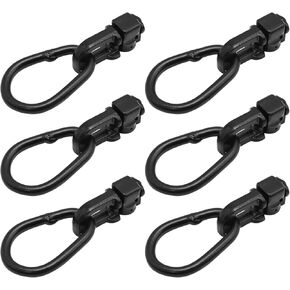 6 Pack Black L-Track Double Stud Tie Down Fitting with Pear Link Used with L Track Rail for Truck Bed, Trailer Cargo Control, Pickup, RV, ATV 5000 Pound Heavy Steel Bearings