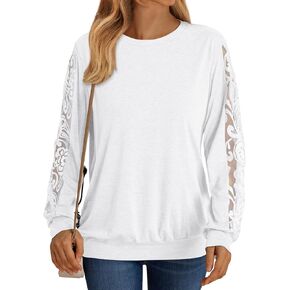 AUTOMET Long Sleeve Shirts for Women Lace Tops Casual Blouses Fall Fashion Comfy Outfits Basic Knitted Trendy Clothes 2024