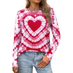 Valentine Shirts for Women Love Heart T Shirt Long Sleeve Valentines Gift Shirt Casual Tee Tops