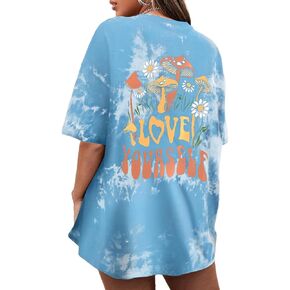 CSDAJIO Women's Trendy Oversized T Shirt Graphic Tee Crewneck Short Sleeve Loose Cute Going Out Summer Tops