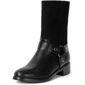 Alpine Swiss Daria Womens Moto Biker Boots Vegan Leather Motorcycle Mid Calf Booties