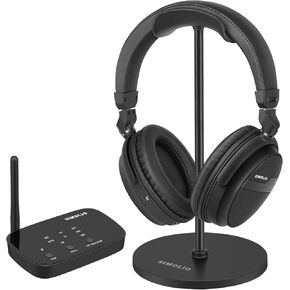 SIMOLIO Wireless Headphones for TV Watching, aptX Low Latency Bluetooth Transmitter Headphones Set for TV Digital Optical/AUX/RCA, Dialog Mode and Volume Control for Seniors, 40 Hours Playtime