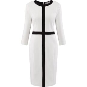 Women's Work Sheath Dress Winter 2024 Contrast Color Pencil Dresses