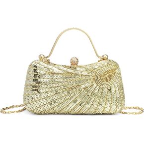 Tmore Beaded Purse Peacock Evening Bags for Women Formal with Bling Sequin Clutch Purse for Wedding Prom Party Handbag