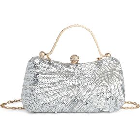 Tmore Beaded Purse Peacock Evening Bags for Women Formal with Bling Sequin Clutch Purse for Wedding Prom Party Handbag