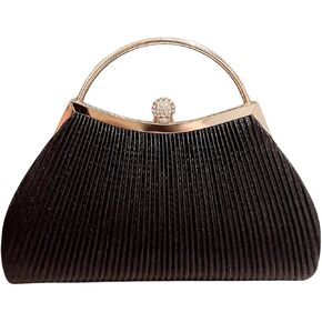 SweatyRocks Women's Metallic Rhinestone Studded Evening Handbag Kiss Lock Elegant Mini Clutch Purse