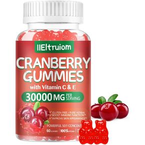 Cranberry Gummies - Urinary Tract Health for Women & Men, Chewable Cranberry Pills for Women + Vitamin C & E, Cranberry Gummies for Women with Hibiscus to Support Immune, 60 Counts