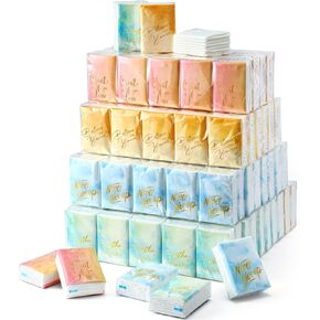 Outus 200 Packs Pocket Tissues Packs Individual Travel Size Tissues Bulk Mini Inspirational Pocket Tissues 3 Ply Paper Facial Tissue Packs for Family Holiday Travel School Office Car Wedding Party