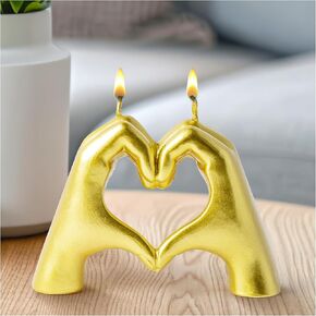 Laffact Heart Hands Scented Candle - Gold Heart Hands Shape Love Finger Statue Novelty Scented Candle, Modern Art Pine Scented Natural Soy Wax Candle, Heart Hands Sculpture for Living Room Decor