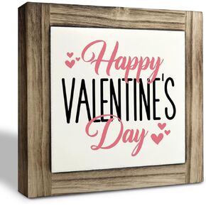 Valentine Sign, Box Wood Plaques Desk Décor, Valentines Wood Decorations, Valentine Wood Signs, Romantic Home Decor for Valentines Day, Farmhouse Tabletop Decor, Hugs Kisses Valentines Wishes