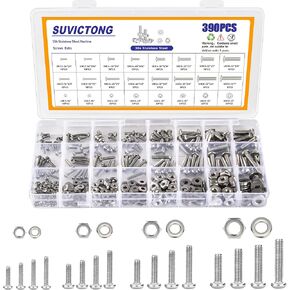 990Pcs Phillips Pan Head Machine Screws M2 M3 M4 M5 M6, Nuts and Bolts Assortment Kits, SUVICTONG Stainless Steel Metric Screws 8/12/16/20mm with Flat Washers and Tweezers