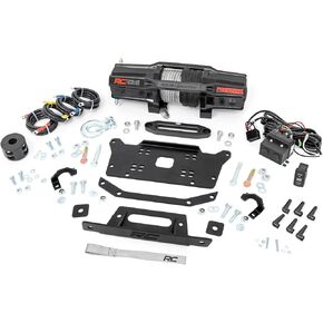 Rough Country Winch Mounting Plate with RS6500S Winch for Honda Talon (2019-2022) UTV - Bolt-on Plate, 6500 LB Synthetic Rope Winch