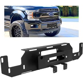 KUAFU Winch Mount Compatible with 2015-2020 Ford F150 Hidden Winch Mounting Plate Steel Black