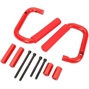AUXMART Front Grab Handles Grab Bars for Jeep Wrangler 2007-2017 2/4 Door Solid Steel Red