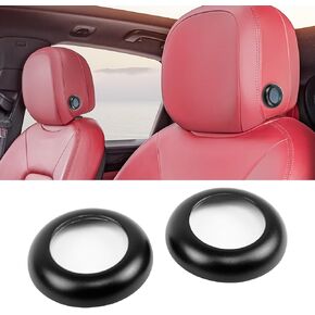 Sports Red Aluminum Front Seat Headrest Button Covers Compatible with Porsche Cayenne Macan Headrest Adjust Button Trim Ring Cover Interior Accessories 2pcs