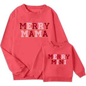 MNLYBABY Christmas Mommy and Me Matching Outfits Merry Mama Sweatshirt Merry Mini Shirts Xmas Holiday Matching Shirt Pullover
