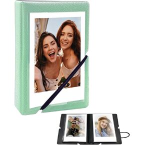 32 Pockets Instax Mini Photo Album, 2x3 Wallet Size Photo Album, Polaroid Photo Album Book, Instant Print Photo Album for Fujifilm Instax Mini, Polaroid Snap Camera, Kpop Photocard Holder, Mint Green