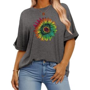 IN'VOLAND Women's Plus Size T Shirts Oversized Tees Summer Half Sleeve Crew Neck Whiskey Graphic Tunic Tops Basic Top