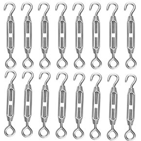 3 PCS M12 Stainless Steel Turnbuckles for Wire Rope Tension, Heavy Duty Turnbuckle Hook & Eye for Sun Shade, Tent, and Cable Railing, Anti-Rust with Detachable Screw by GENHAKON