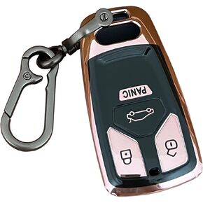 for Audi Key Fob Shell Remote Key Fit for Audi A4 Q7 Q5 TT A3 A6 SQ5 R8 S5 Smart 4 Buttons Key Cover (Black-Red)