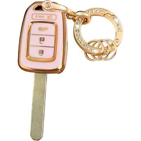 Keyless Entry Systems for Honda Civic Key Fob Cover Fits for Honda Accord CR-V SE CRV LX HR-V Remote Key (Pink-Silver)