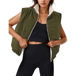 Yimoon Womens Sherpa Fleece Vest Zip Up Pufffer Waistcoat Sleeveless Reversible Jacket Winter Warm Outerwear with Pocket
