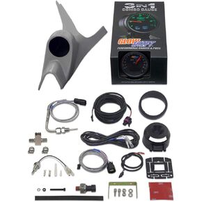GlowShift 3in1 Diesel Gauge Package Compatible with Ford Super Duty F-250 F-350 7.3L Power Stroke 1999-2002 - 60mm Black Dial 1500 F EGT w/Digital Boost & Temp Readings - Gray Single Pillar Pod