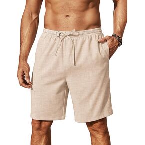 COOFANDY Mens Casual Shorts 9" Elastic Waist Drawstring Summer Shorts Lightweight Beach Shorts