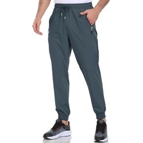 Mens Joggers Lightweight Hiking Athleitc Pants Water Resistant Quick Dry Jogging Gym Track Sweatpants with Pockets