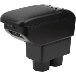 Compatible with Nissan Versa Armrest 2007-2011 Car Center Console Organizer Armrests Double Layer Storage with USB Ports（Black Style）