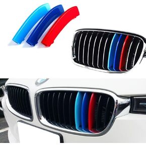 Compatible with BMW F30 grill 11 beam M Color Grille stripes cover 3 series and F32 4 Series grill stripes with 328i grill 320i 330i ect (12-18 F30 3 series 11-Beam grille insert)
