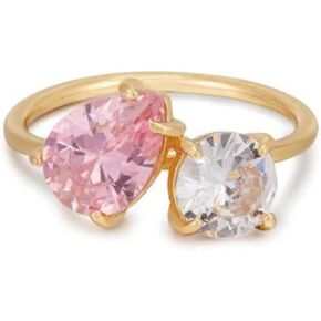 Ettika Gold Ring. 18k Gold Plated, Rings for Women. Colorful Crystals Toi Et Moi Forever Statement Ring