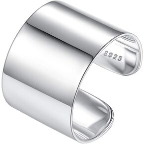Silvora Open Band Ring Simple Stackable Finger Rings Adjustable Open Stacking Plain Band Rings Knuckle Rings For Women 5MM/10MM/15MM