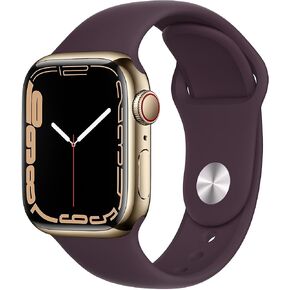 Apple Watch Series 7 (GPS, 41mm) هيكل من الألومنيوم منتصف الليل مع حزام رياضي منتصف الليل، عادي (متجدد)