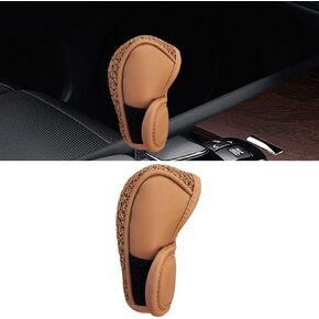 Car Gear Shift Knob Cover, Leather Automotive Stick Shifting Handle Knobs Protector, Anti-Slip Anti-Scratch Car Shifter Cover, Car Interior Decoration Universal for Truck, SUV, RV (Black)
