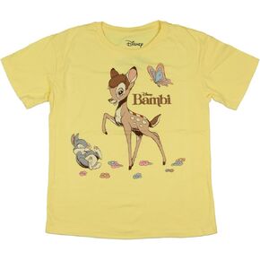 Disney Girl's Animated Classic Bambi and Thumper in Flowers Graphic Print Kids Short Sleeve T-Shirt