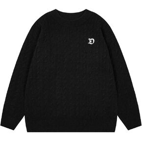 Men's Women's Fall Crewneck Pullover Sweater Chunky Cable Knit Sweater Casual Twist Textured Fisherman Top