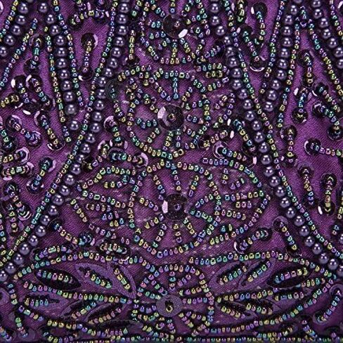 Vintage Style Handbag Beaded Sequined Evening Bag Wedding Party Handbag Rhinestone Clutch Purse (Purple) in Kuwait