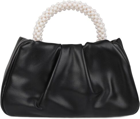 Pleated Clutch Purses for Women Soft Leather Evening Bag Pearl Handbags for Wedding Bridal Party Prom in Kuwait