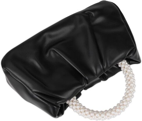 Pleated Clutch Purses for Women Soft Leather Evening Bag Pearl Handbags for Wedding Bridal Party Prom in Kuwait