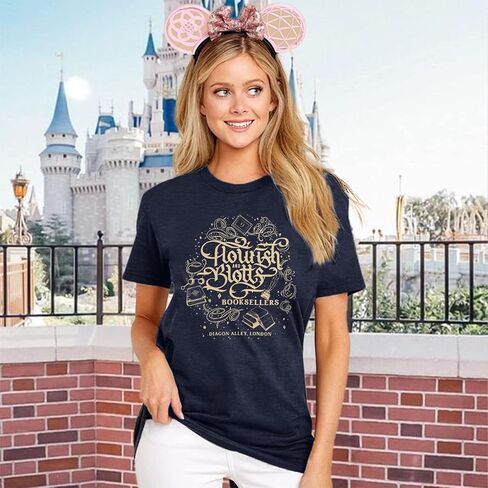 Magical Shirt for Women Magic School T-Shirt Cute Castle Bookish Graphic Tees Family Holiday Vacation Short Sleeve Tops in Saudi Arabia