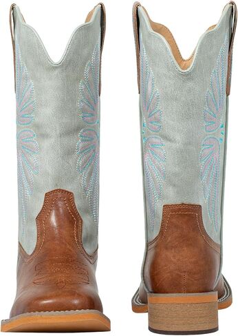 SheSole Women's Cowboy Boots Square Toe Cowgirl Boots Wide Calf Fashion Western Boots in Kuwait
