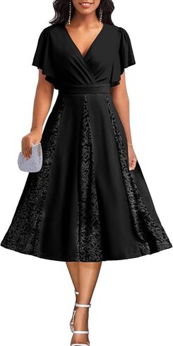 Women's Vintage Tea Dress, Short Sleeve Cocktail Party Dress Work Church Casual Dress in Kuwait