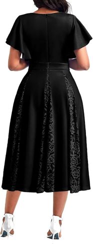 Women's Vintage Tea Dress, Short Sleeve Cocktail Party Dress Work Church Casual Dress in Kuwait