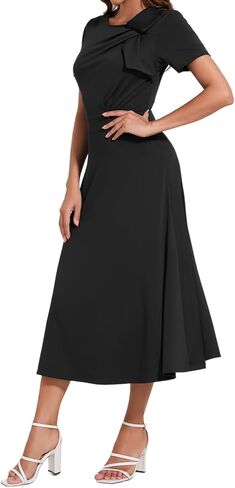 Women's Vintage Tea Dress, Short Sleeve Cocktail Party Dress Work Church Casual Dress in Kuwait