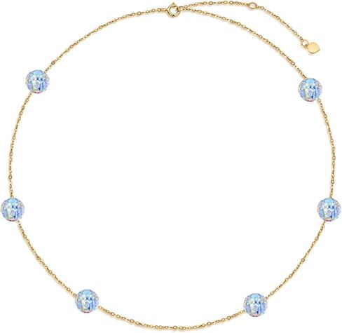 SISGEM Solid 14K Gold Crystal Bracelet for Women, Real Gold Station Tin Cup Ball Bracelet with Link Chain Fine Jewelry Gifts for Mom, Wife, 6.5''+1''+1'' in Saudi Arabia