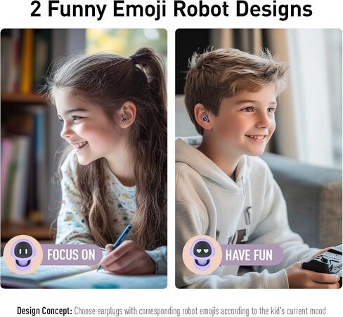 Kids Ear Plugs(6-12 yrs),Noise Cancelling Earplugs for Kids/Adult with Small Ears, Silicone Noise Reduction Ear Plugs for Concerts/Socializing/Airplane/School/Focus,Robot Design,Calm Purple Style in Saudi Arabia