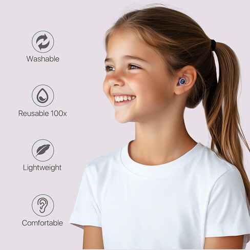 Kids Ear Plugs(6-12 yrs),Noise Cancelling Earplugs for Kids/Adult with Small Ears, Silicone Noise Reduction Ear Plugs for Concerts/Socializing/Airplane/School/Focus,Robot Design,Calm Purple Style in Saudi Arabia