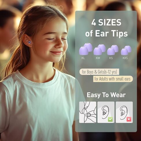 Kids Ear Plugs(6-12 yrs),Noise Cancelling Earplugs for Kids/Adult with Small Ears, Silicone Noise Reduction Ear Plugs for Concerts/Socializing/Airplane/School/Focus,Robot Design,Calm Purple Style in Saudi Arabia